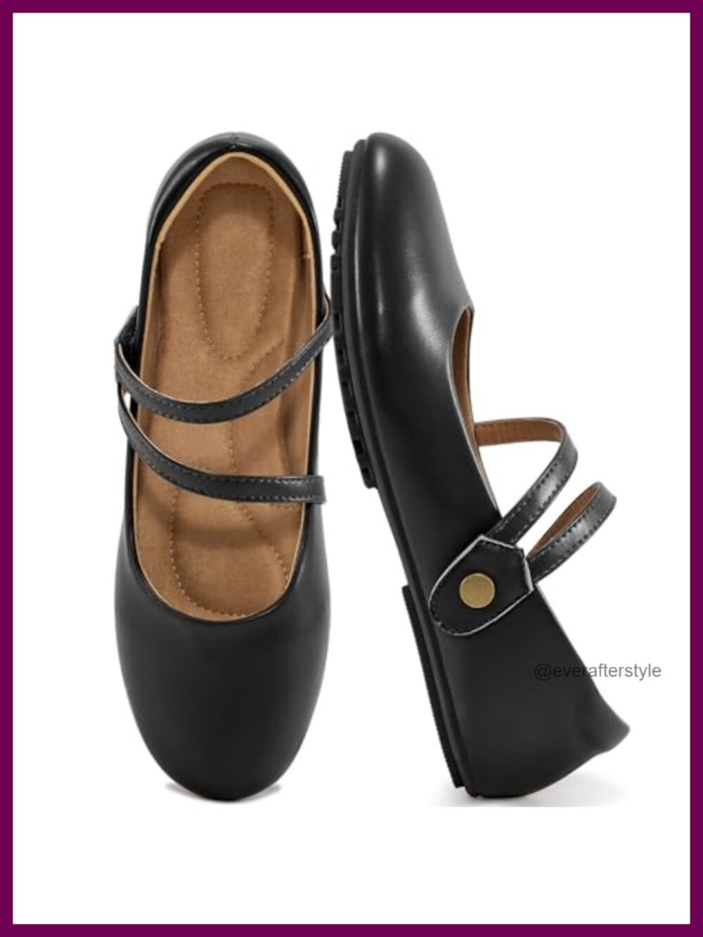 Mary Jane Flats Round Toe Ballet Flats Adjustable Strap Comfort Work Office